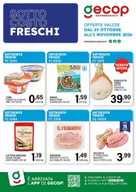 Volantino Gecop Pagina 1: Salsiccia di puro suino macinata sale e pepe al kg €3,99, Ferrarini Prosciutto Cotto €1,49