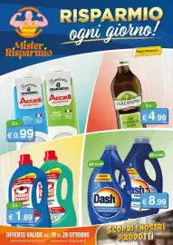 Volantino Mister Risparmio Pagina 1: Dash €8,99, Omino Bianco detersivo €1,89