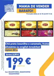 Folheto Casa Cheia Página 27: Chá preto baunilha e caramelo, frutos silvestres ou english breakfast Lipton 20 u €1,99