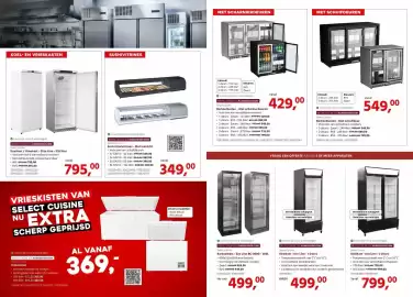HANOS folder Pagina 4: Select Cuisine Barkoelkasten - Met scharnierdeuren €429,00, Select Cuisine Vrieskisten €369,00