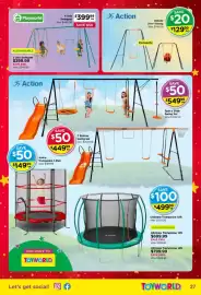 Toyworld catalogue Page 27: Playworld 4 Unit Swingset €399,99, Action Deluxe 2-in-1 Swing €129,99