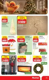 Auchan akciós újság Oldal 45: DEKORÁCIÓS FÉNYFŰZÉR ZÖLD LEVELEKKEL €1.499,00, Átlátszó műanyag karácsonyfa dekoráció €899,00