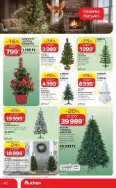 Auchan akciós újság Oldal 46: ACTUEL TOBOZOS MŰFENYŐ €39.999,00, ACTUEL MATT FEHÉR MŰFENYŐ €8.999,00