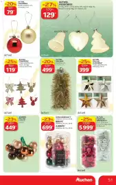 Auchan akciós újság Oldal 51: ACTUEL CSILLAG CSÚCSDÍSZ €399,00, ACTUEL Műanyag Gömbszett €5.999,00