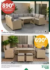 Catalogue Conforama page 3: U - canape d'angle en €890,00, Canape 3 places + 2 pauteilles + table à manger €690,00
