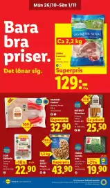 Lidl reklamblad vecka 44 Sida 6: Scan Köttbullar €22,90, Matriket falukorv €32,90