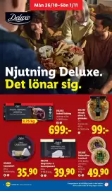 Lidl reklamblad vecka 44 Sida 8: Deluxe inlagda oliver & grönsaker €99,00, Deluxe gorgonzola- & mascarponeost €39,90