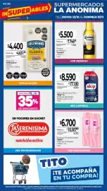 Catálogo La Anonima Página 1: Corona cerveza €5.500,00, Skip jabon liquido para diluir €8.590,00