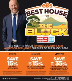 E&S Trading catalogue Page 1: e&s BEST HOUSE ON THE BLOCK = :::9 NOW WE ARE THE PROUD KITCHEN, LAUNDRY AND ALFRESCO