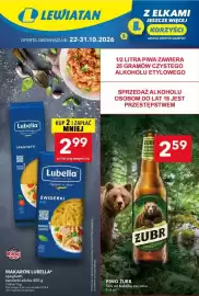 Lewiatan gazetka Strona 1: Makaron Lubella świderki eliche €2,99, Piwo Żubr €2,59