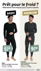 Catalogue Wibra page 10: Premium haut ou pantalon thermique sans coutures €9,99, Basic haut ou pantalon thermique €5,99