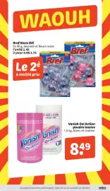 Catalogue Wibra page 2: Bref blocs WC €3,74, Vanish Oxi Action poudre lessive €8,49