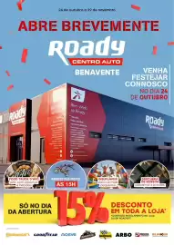 Folheto Roady Página 1: 24 de outubro a 29 de novembro ABRE BREVEMENTE Roady CENTRO AUTO BENAVENTE Roady CENTRO AUTO SUCORED