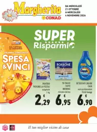 Volantino Conad Margherita Pagina 1: Cialde caffè Borbone miscela decisa €6,95, Detersivo liquido Dash €6,90