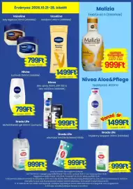 Magnetic akciós újság hét 43 Oldal 11: Malizia habfürdő €999,00, Nivea aloe&pflege €14.999,00