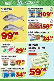 Matvärlden Tensta reklamblad vecka 43 Sida 2: SEABREAM €99,95, LAMMGRYTBITAR €109,95
