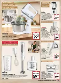 Maximarkt Flugblatt Seite 5: Moulinex Zerkleinerer DK 853B Fresh Express €49,90, Braun Handmixer HM 5000 WH €49,90