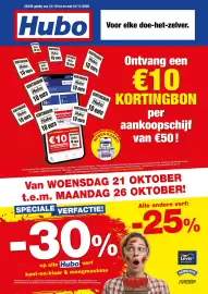 Hubo folder Pagina 1: 2643B geldig van 21/10 tot en met 01/11/2026 Hubo Voor elke doe-het-zelver. KORTINGBON Hubo 10 euro