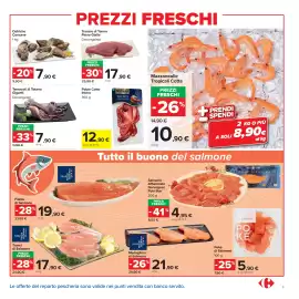 Volantino Carrefour Market Pagina 3: Trancio di Tonno Pinne Gialle €17,90, Tentacoli di Totano Giganti €7,90