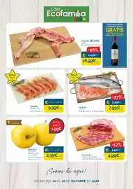 Folleto Cash Ecofamilia semana 43 Página 1: Salmón €7,99, Gambón crudo nº3 €9,99