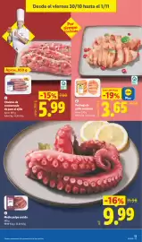 Catálogo Lidl semana 44 Página 33: Medio pulpo cocido €9,99, Pavo chuletas de contramuslo al ajillo €5,99