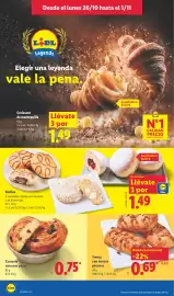 Catálogo Lidl semana 44 Página 4: Caracola con uvas pasas €0,75, Trenza con nueces pecanas €0,69