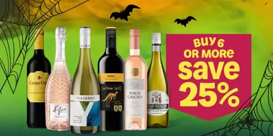Asda leaflet week 43 Page 2: V Campo Vie RIDJA TEMPRANI EALAND YEALANDS SHIRAZ SPA [yellow tail] 50 PINOT GRIGIO Rosé AND