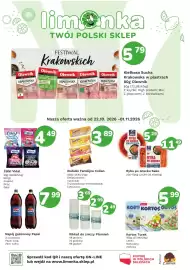 Limonka gazetka Strona 1: Kiełbasa sucha krakowska w plastrach z szynki Olewnik €5,79, Napój gazowany Pepsi Cola €7,99