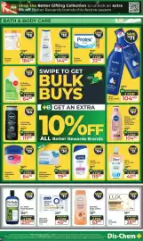 Dis-Chem catalogue Page 17: Lux Soap Bar €26,00, Nivea Radiant and Beauty & Body Lotion OR Cream €104,40