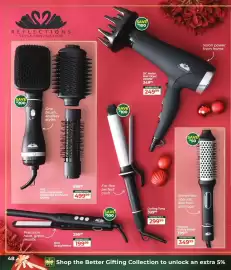 Dis-Chem catalogue Page 48: DC Motor Hair Dryer €24,99, Slim Straightener €199,99