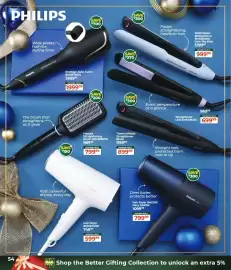 Dis-Chem catalogue Page 54: 5000 Series Straightener BHS520/00 Pale Sky Blue €999,99, Prestige Auto Curler €1.999,99