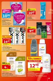 Auchan gazetka tydzień 43 Strona 29: Wkładki higieniczne Carefree €10,98, Maszynki do golenia Wilkinson Sword €9,99