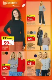 Auchan gazetka tydzień 43 Strona 36: Sweter damski półgolf Inextenso €59,00, Spodnie damskie Inextenso €59,00