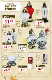 Auchan gazetka tydzień 43 Strona 6: Znicz szklany Kulka Czarna różne kolory €11,99, Znicz Serce Krzyż różne kolory €11,99