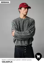 Bershka gazetka tydzień 43 Strona 2: Sweter z warkoczowym splotem i efektem sprania Bershka €129,00