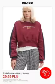 Cropp gazetka tydzień 43 Strona 2: Krótka bordowa bluza z napisem Cropp €29,99