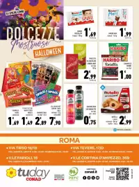 Volantino Conad Tuday Pagina 16: Haribo caramelle vari tipi €1,00, Tavolette di cioccolato Lindor €2,99
