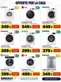 Volantino Sinergy Pagina 4: Lavatrice Electrolux 9 kg €399,00, Asciugatrice 8 kg Candy €349,00