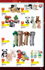 Folheto Auchan Página 11: Papagaio Falante one two fun €14,99, Cão de Peluche One Two Fun €3,99