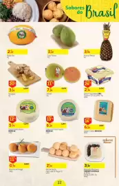 Folheto Auchan Página 22: Pão de Queijo €2,30, Queijo Minas Frescal Indulac €5,79