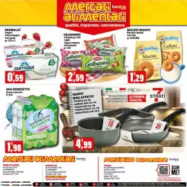 Volantino Mercati Alimentari Pagina 24: San Benedetto acqua naturale ecogreen €1,98, Yogurt intero/magro Parmalat €0,59
