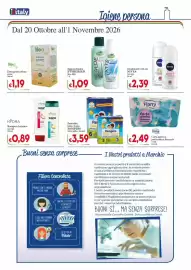 Volantino D'Italy Pagina 14: Pannolini Sole e Luna Pampers €3,59, Florry carta igienica profumata e decorata €2,49