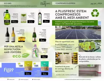 Folleto Plusfresc Página 14: Romànico vinagre de poma ecològic €2,89, Nomen arròs rodó extra ecològic €2,79
