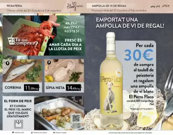 Folleto Plusfresc Página 9: PEIXATERIA Ofertes vàlides del 20 d'octubre al 9 de novembre ITu que compres? CORBINA 11,99€/kg