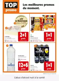 Catalogue Colruyt page 4: Le Rustique Camembert €8,98, Chaudfontaine eau minérale naturelle €11,77