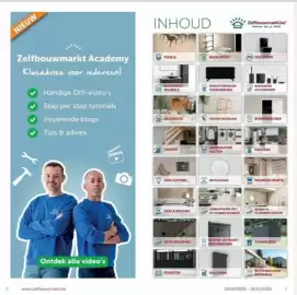 Zelfbouwmarkt folder Pagina 2: NIEUW INHOUD Zelfbouwmarkt.be TEGELS BADKAMERS TOILETTEN Zelfbouwmarkt Academy Klusadvies