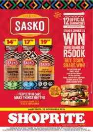 Shoprite catalogue Page 1: Sasko More Slices Brown Bread €14,99