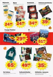Pekås reklamblad vecka 44 Sida 5: Scan delikatess köttbullar €39,00, Dafgårds Köttbullar, Janssons €35,00