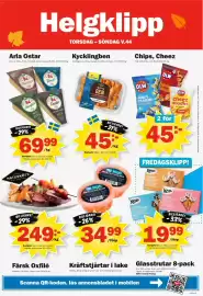 Pekås reklamblad vecka 44 Sida 8: Kronfågel Kycklingben €45,00, Arla Ostar €69,99