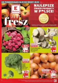 Kaufland gazetka tydzień 43 Strona 62: Maliny 200 g opakowanie €7,99, Polska cebula żółta luzem 1 kg €1,99